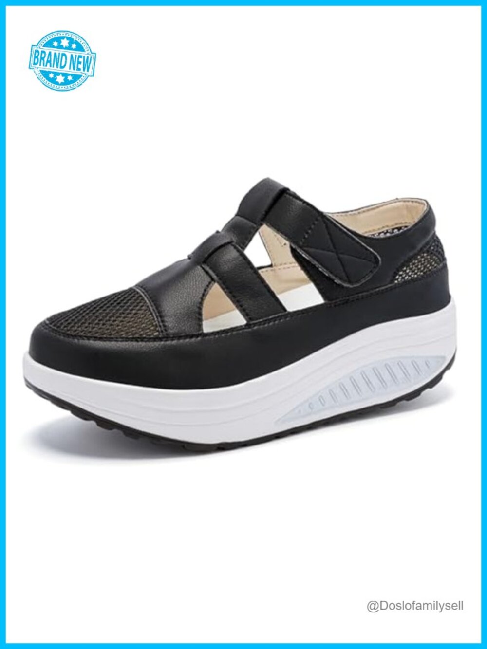 Women's Mesh Wedge Loafers with Adjustable Hook Loop Arch Support